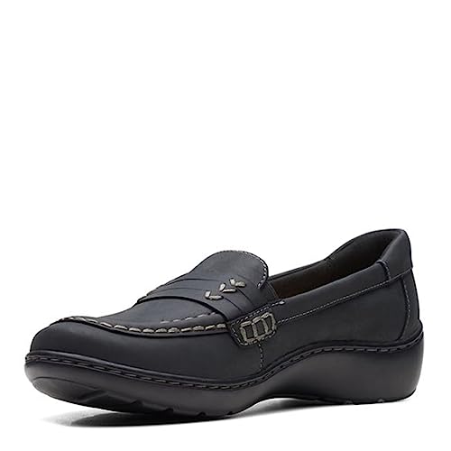 Clarks Damen Cora Ashly Loafer, Schwarz Leder, 41.5 EU Weit von Clarks