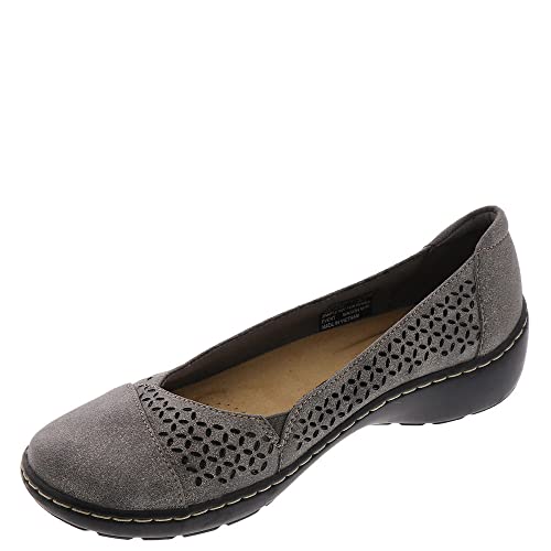 Clarks Damen Cora Iris Ballerinas, Zinn-Metallic-Textil, 39.5 EU Weit von Clarks