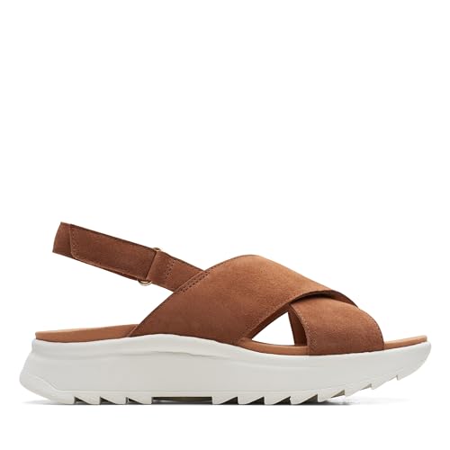 Clarks Damen DashLite Wish Sandal, Dark Tan Suede, 39 EU von Clarks