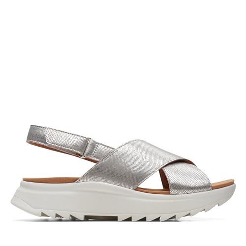 Clarks Damen DashLite Wish Sandal, Silver Metallic, 38 EU von Clarks