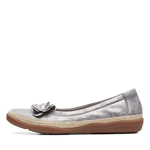 Clarks Women's Elaina Jade Ballet Flat, Pewter Textile, 38.5 EU von Clarks