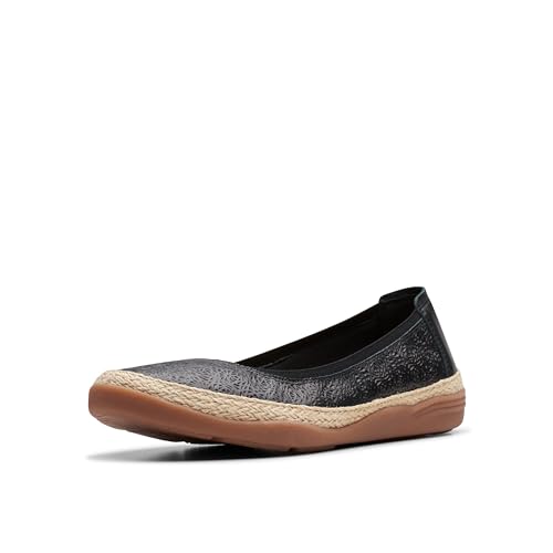Clarks Damen Elaina Rae Ballerinas, Schwarz Leder, 41.5 EU von Clarks