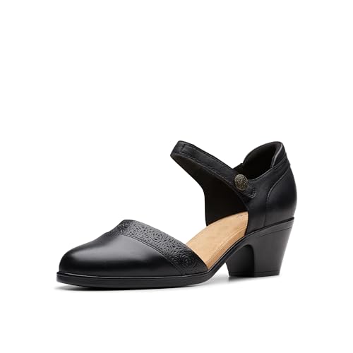 Clarks Damen Emily 2 Ketra Pumps, Schwarz Leder, 40 EU Weit von Clarks