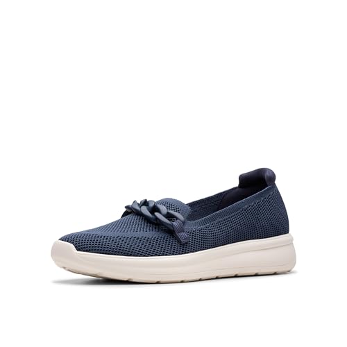 Clarks Damen Ezrinn Cove Flacher Slipper, Marineblaues Textil, 36 EU Weit von Clarks