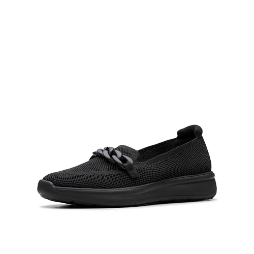 Clarks Damen Ezrinn Cove Flacher Slipper, Schwarz/Schwarz Textil, 39 EU Weit von Clarks