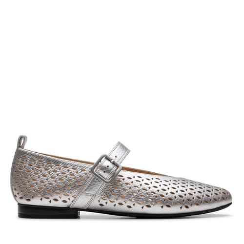 Clarks Damen Fawna Jane Ballerinas, Silver Metallic, 41.5 EU von Clarks