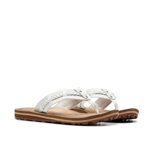 Clarks Damen Fenner Nerice Flip Flop, Off White Synthetik, 36 EU von Clarks