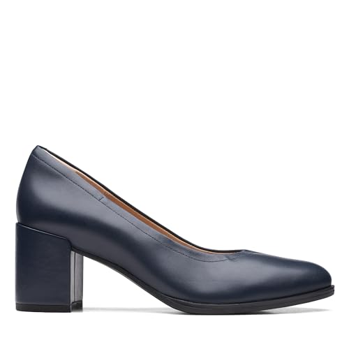 Clarks Damen Freva55 Court Pump, Marineblaues Leder, 37 EU von Clarks