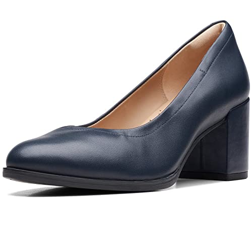 Clarks Damen Freva55 Court Pump, Marineblaues Leder, 39 EU von Clarks