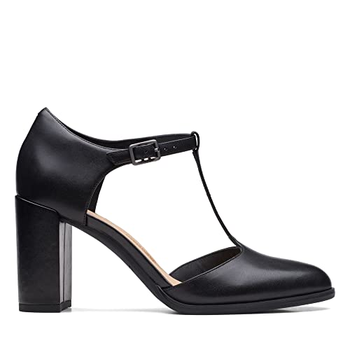 Clarks Damen Freva85 Bar Pump, Black Leather, 38 EU von Clarks