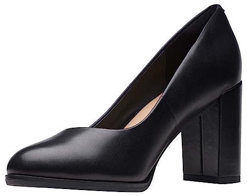 Clarks Damen Freva85 Court Pump, Black Leather, 37.5 EU von Clarks