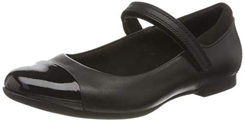 Clarks Mädchen Scala Gem Y Geschlossene Ballerinas, Schwarz (Black Leather Black Leather), 40 EU von Clarks