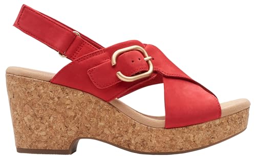 Clarks Damen Giselle Taube Sandale, Cherry Nubuck, 35.5 EU von Clarks