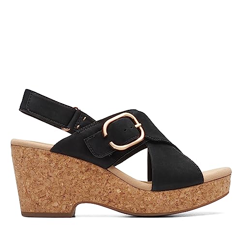 Clarks Damen Giselle Dove Sandale, Black Nubuck, 36.5 EU von Clarks