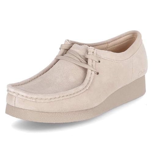 Clarks Damen Halbschuhe Wallabee Beige Rauleder, Größe:7½, Farbauswahl:beige von Clarks