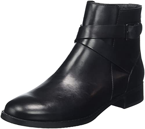 Clarks Damen Hamble Buckle Fashion Boot, Black Leather, 41.5 EU von Clarks