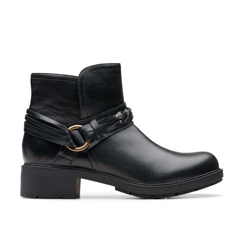 Clarks Damen Hearth Kaylie Mode-Stiefel, Black Leather, 41 EU von Clarks
