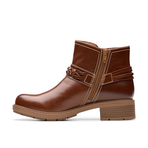 Clarks Damen Hearth Kaylie Mode-Stiefel, Tan Leather, 37 EU von Clarks