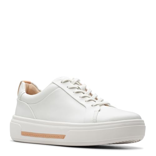 Clarks Damen Hollyhock Walk Sneaker, Aus weißem Leder., 8 Wide von Clarks
