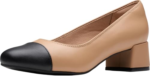 Clarks Damen Iridessa May Pump, Beige Leder, 9 Wide von Clarks