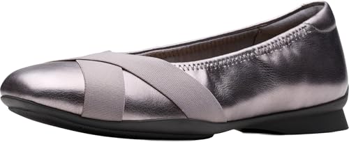 Clarks Damen Jazmynn Gem Ballerinas, Dark Pewter Metallic, 42.5 EU von Clarks