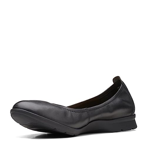 Clarks Damen Jenette Ease Ballerinase, schwarzes Leder, 9 breit, Schwarz Leder, 40 EU Weit von Clarks