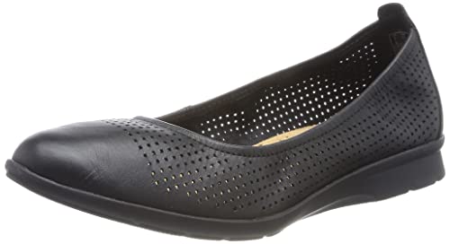 Clarks Damen Jenette Ease Ballet Flat, Schwarzes Leder, 37 EU von Clarks