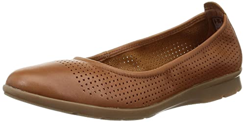 Clarks Damen Jenette Ease Ballet Flat, Tan Leather, 35.5 EU von Clarks