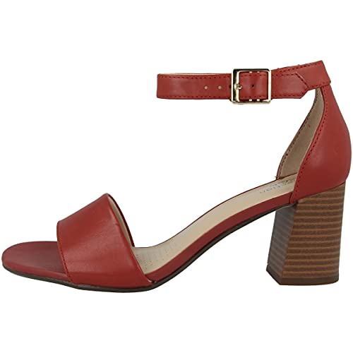 Clarks Damen Jocelynne Cam Pumpe, Rotes Leder, 38 EU von Clarks