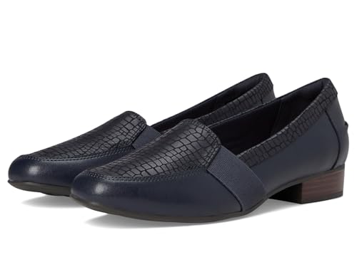 Clarks Damen Juliet Beat Slipper, Marineblaues Leder, 43 EU Weit von Clarks