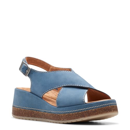 Clarks Damen Kassanda Step Sandale, Blue Nubuck, 41 EU Clarks Damen Kassanda Step Sandale, Blue Nubuck, 41 EU von Clarks