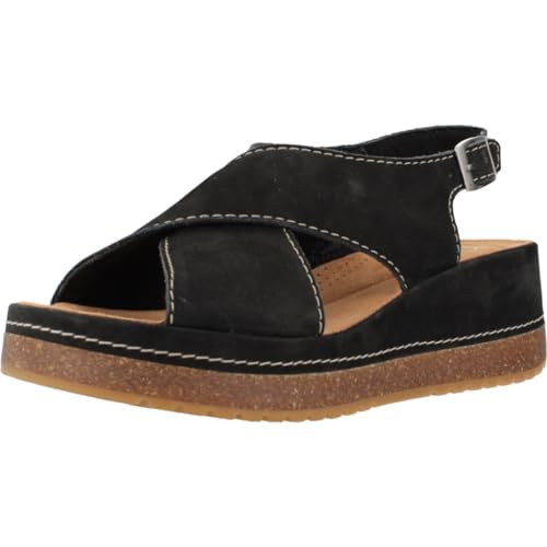 Clarks Damen Kassanda Step Sandale, Black Nubuck, 38 EU von Clarks