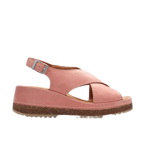 Clarks Women's Kassanda Step Wedge Sandal, Peach Nubuck, 9 Wide von Clarks