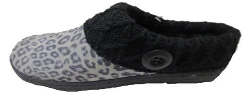 Clarks Damen Knit Scuff Slipper Hausschuhe, Grey/Blk Leopard, 39 EU von Clarks