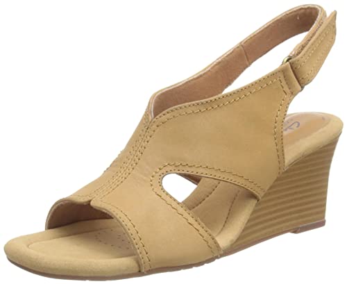 Clarks Damen Kyarra Aster Keilsandale, Light Tan Lea, 37 EU von Clarks