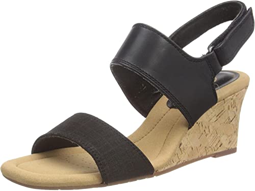 Clarks Damen Kyarra Faye Sandal, Black Leather, 35.5 EU von Clarks