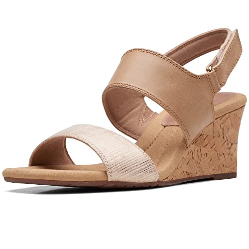 Clarks Damen Kyarra Faye Sandal, Warm Beige Lea, 41 EU von Clarks