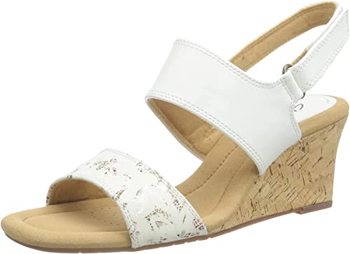 Clarks Damen Kyarra Faye Sandal, White Leather, 35.5 EU von Clarks