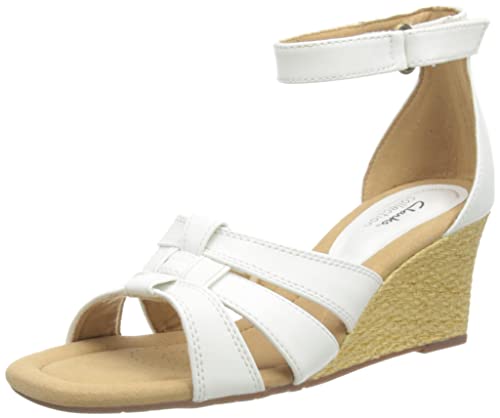 Clarks Damen Kyarra Joy Keilsandale, White Leather, 40 EU von Clarks