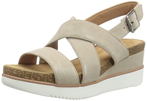 Clarks Damen Lizby Cross Keilsandale Sand Suede von Clarks