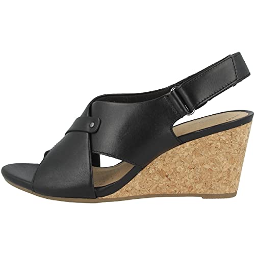 Clarks Damen Margee Eve Sandale mit Absatz, Schwarzes Leder, 38 EU von Clarks