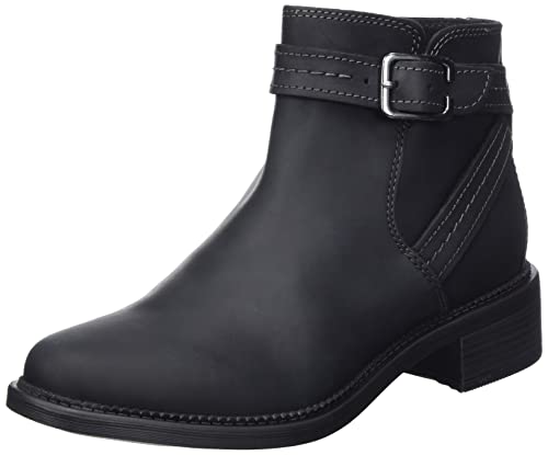 Clarks Damen Maye Strap Chelsea Boot, Black Leather, 37.5 EU von Clarks