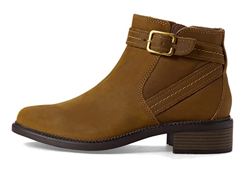 Clarks Damen Maye Strap Stiefelette, Dark Tan Leder, 38.5 EU Weit von Clarks