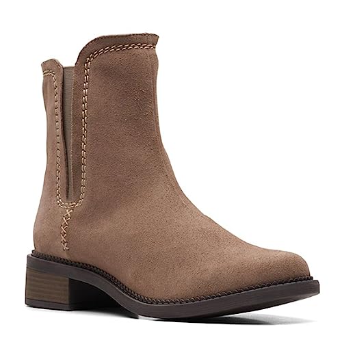 Clarks Damen Maye Zip Mid Calf Boot, Pebble Veloursleder Clarks Damen Maye Zip Mid Calf Boot, Pebble Veloursleder von Clarks