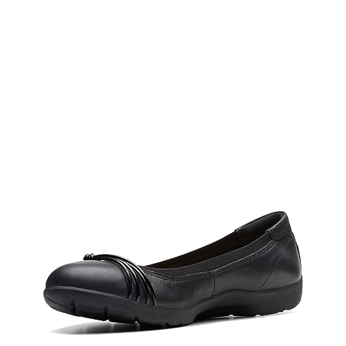 Clarks Damen Meadow Rae Ballerinas, Schwarz Leder, 37.5 EU von Clarks