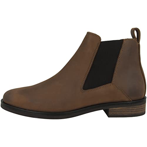 Clarks Damen Memi Top Chelsea-Stiefel, Dunkelbraunes Leder, 37 EU von Clarks