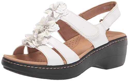 Clarks Damen Merliah Sheryl Sandale mit Absatz, White Synthetic Leather Combi, 36.5 EU von Clarks