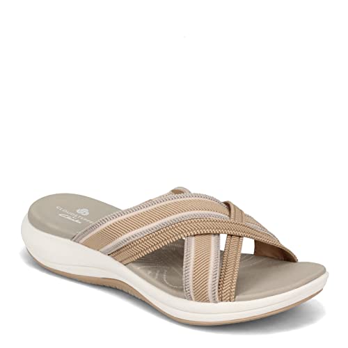 Clarks Damen Mira Isle Schiebe-Sandalen, Sand Combi Textile, 39 EU Weit von Clarks