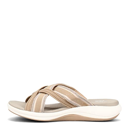 Clarks Damen Mira Isle Schiebe-Sandalen, Sand Combi Textile, 42 EU Weit von Clarks