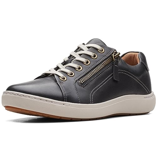 Clarks Damen Nalle Lace Sneaker, Black Leather, 35.5 EU von Clarks